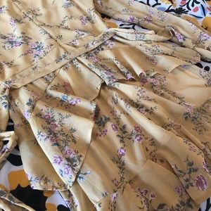 Yellow Floral Crepe Dress